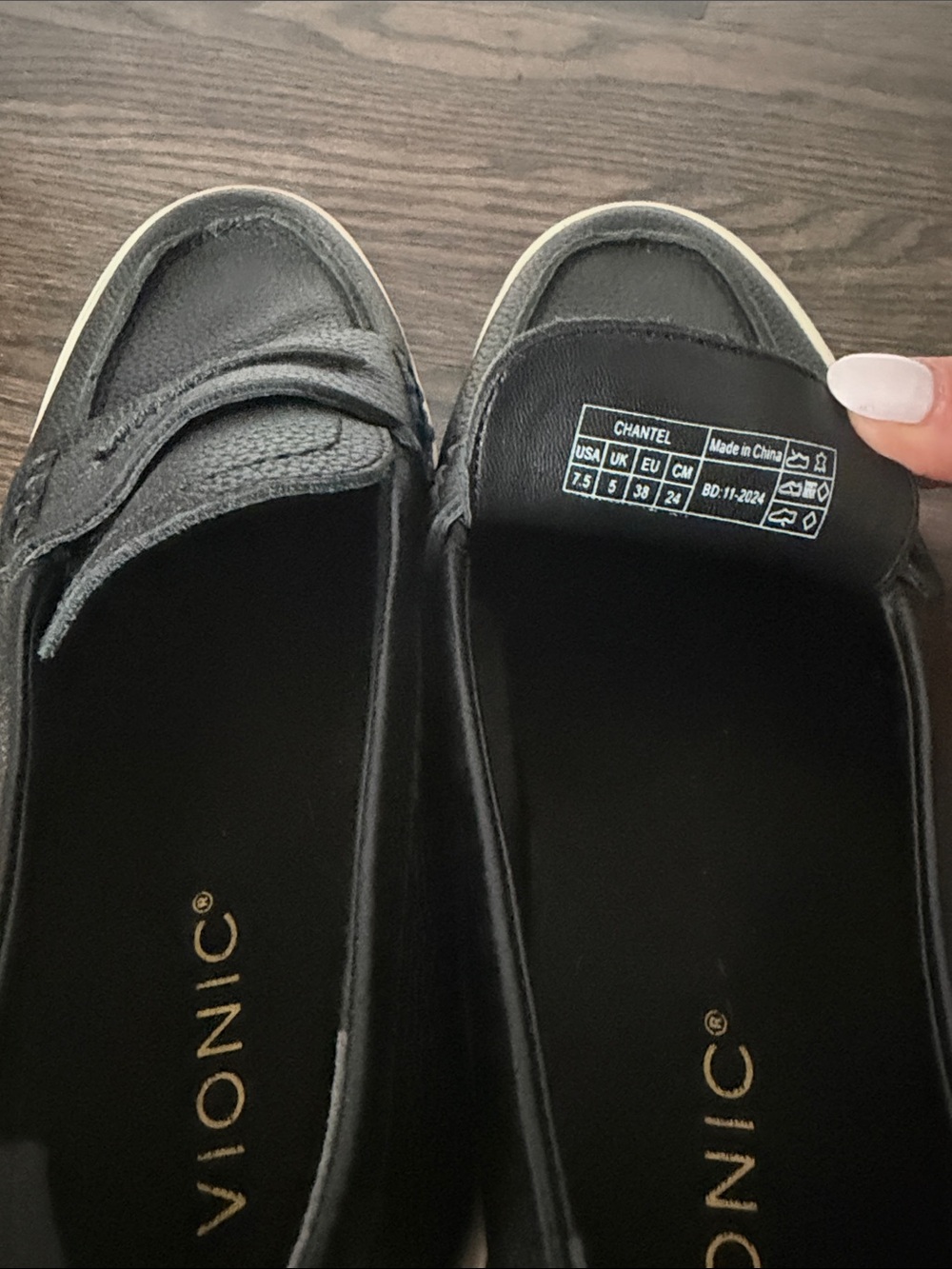 Women’s Vionic Black Leather Slip-On Loafers - Picture 6 of 6